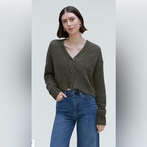 Everlane The Alpaca V-Neck Cropped Cardigan